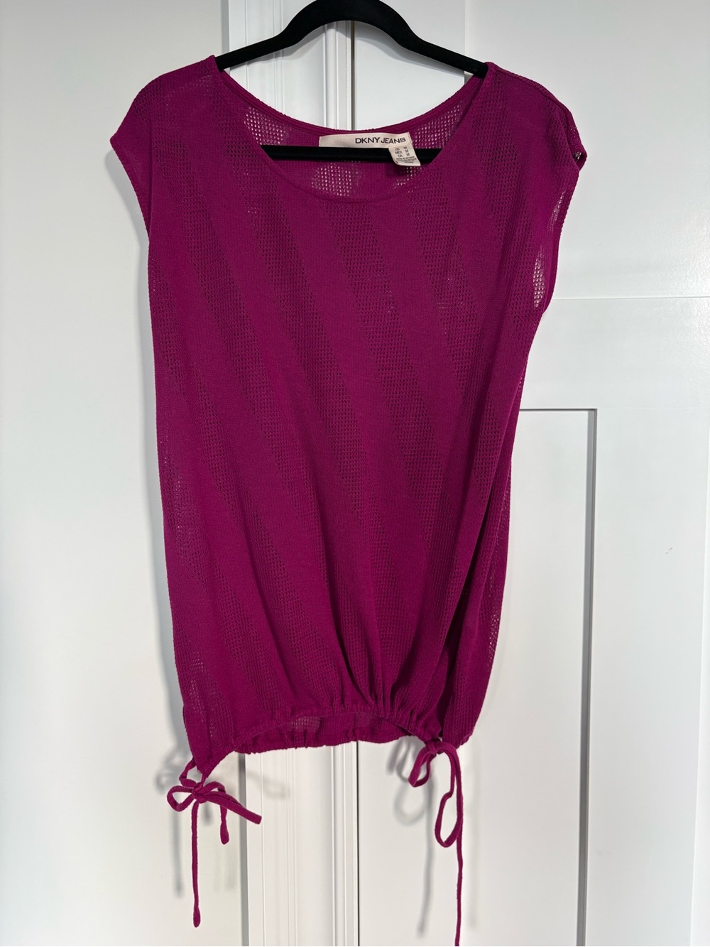 Dkny Women's Magenta Knit Tank with Drawstring Hem